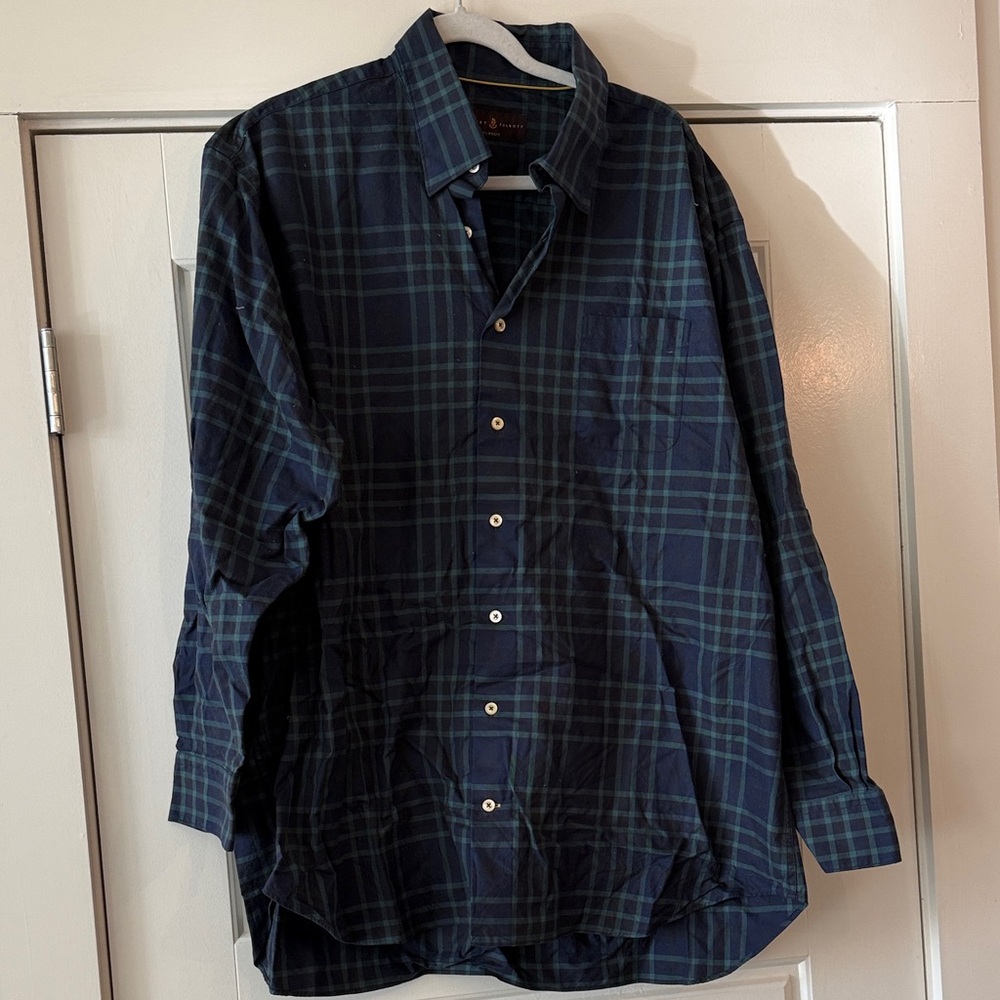 Robert Talbott Dark Blue Plaid Button Down Shirt